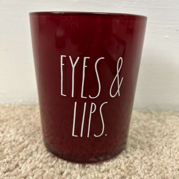 Rae Dunn Lips & Eyes Maroon Red Brush Holder - Picture 1 of 4
